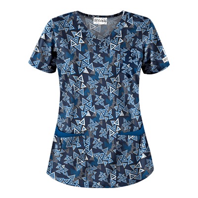 UA Right Angle Navy Print Scrub Top