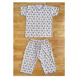 Betimoda Kadın Pamuklu Kısa Kollu Kısa Biyeli Ince Mevsimlik Pijama Takımı Mor Kısa.Biyeli.Pjm.Takım