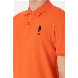 Erkek Slim Fit Polo Yaka Nar Çiçeği Basic Tişört