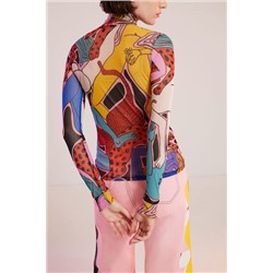 Camiseta rejilla cuello alto