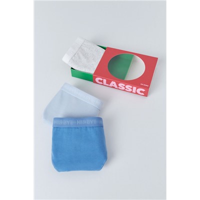 Pack 3 bragas clásicas azul, gris, azul claro