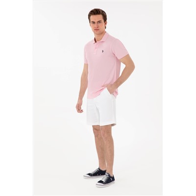 Erkek Slim Fit Polo Yaka Açık Pembe Basic Tişört