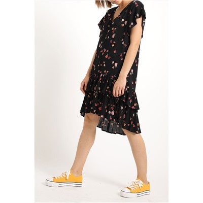 Vestido floral Negro