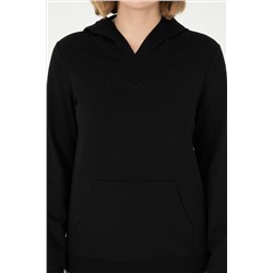 Kadın Siyah Kapüşonlu Sweatshirt