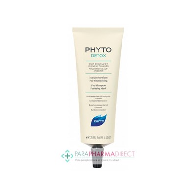 Phyto Détox Masque Purifiant Pré-Shampooing Cuir Chevelu & Cheveux Pollués 125ml