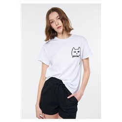 Mavi Kedi Baskılı Istanbul Tişört Regular Fit / Normal Kesim 1610225-620