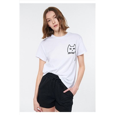 Mavi Kedi Baskılı Istanbul Tişört Regular Fit / Normal Kesim 1610225-620