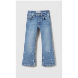 FLARED JEANS WITH RHINESTONES