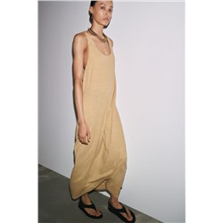 LINEN BLEND MIDI DRESS