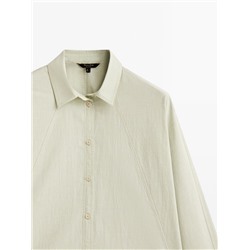 Camisa algodón chambray manga murciélago