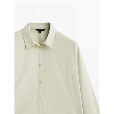 Camisa algodón chambray manga murciélago