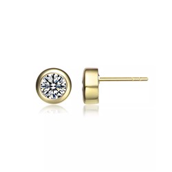 Rachel Glauber Modern Cubic Zirconia Solitaire Stud Butterfly Post Back Earrings