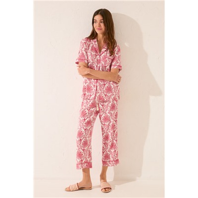 Pijama camisero Capri estampado hojas