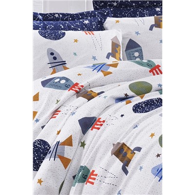 Ev & Ev Home Pike Seti Baskılı Tek Kişilik Spacex Lacivert Ep-024685
