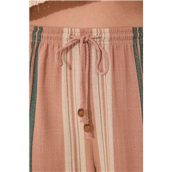Pantalón largo estampado rayas marrón
