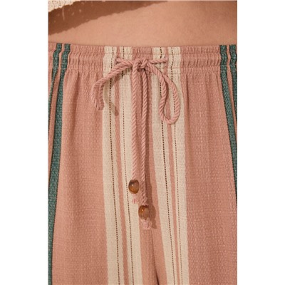 Pantalón largo estampado rayas marrón