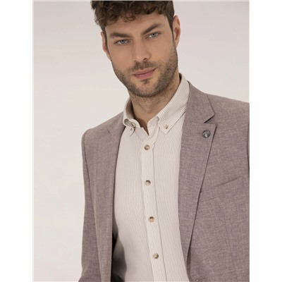 Gül Kurusu Keten Karışımlı Blazer Ceket