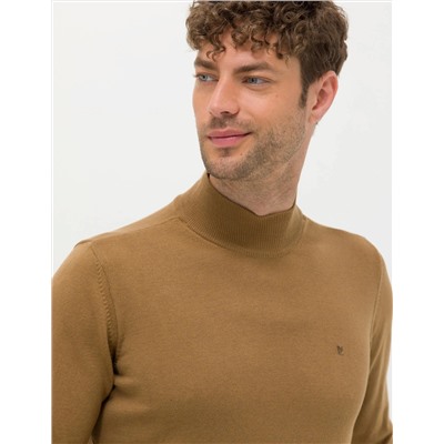 Camel Melanj Slim Fit Yarım Balıkçı Basic Triko Kazak