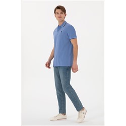 Erkek Regular Fit Polo Yaka Koyu Mavi Basic Tişört