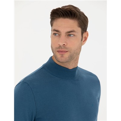 Kobalt Mavi Slim Fit Basic Kazak