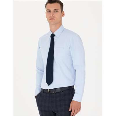 Açık Mavi Regular Fit Uzun Kollu Basic Gömlek
