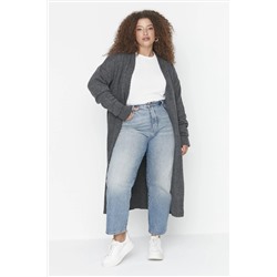 Antrasit Oversize/Bol Kesim Triko Hırka TBBAW23AV00017