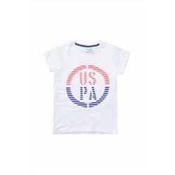 U.S. Polo Assn., Baskılı Beyaz Erkek Çocuk T-shirt Pekınkıds Vr013