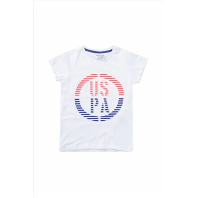 U.S. Polo Assn., Baskılı Beyaz Erkek Çocuk T-shirt Pekınkıds Vr013