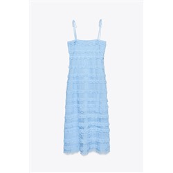 POINTELLE RUFFLED KNIT DRESS