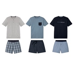 LIVERGY® Shorty Pyjama Herren, Hose mit Eingrifftaschen, mit Baumwolle