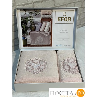T1153/SM-05 Набор полотенец EFOR из 2-х предметов (50*90 и 70*140) KANAVICE персик SOMON