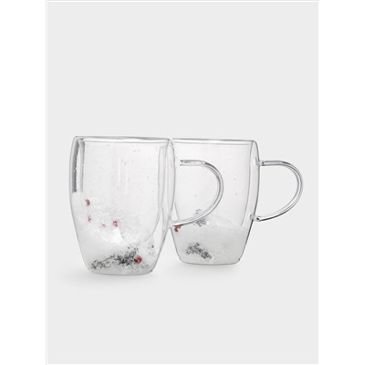Кружка, 350 мл, 2 шт, стекло Б, с ягодами и еловыми ветками внутри, Wind-mystery