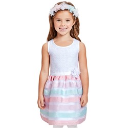 Baby And Toddler Girls Ribbon Matching Knit To Woven Dress