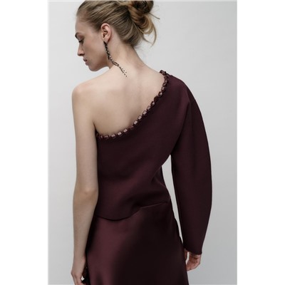 ASYMMETRIC BOBBLE KNIT SWEATER