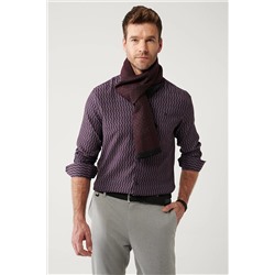 Avva Erkek Bordo Düğmeli Yaka Desenli Esnek Pamuk Slim Fit Dar Kesim Gömlek A32y2145 A32Y2145