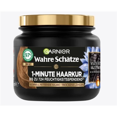 Haarkur 1-Minute Anziehende Aktivkohle & Schwarzkümmelöl, 340 ml