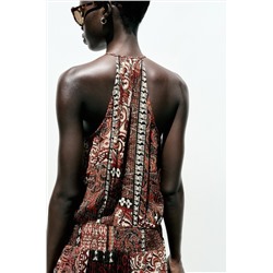 METALLIC THREAD PRINTED DRESS
