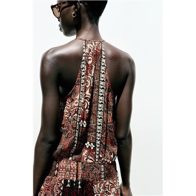 METALLIC THREAD PRINTED DRESS