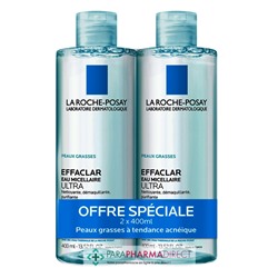 La Roche Posay Effaclar Eau Micellaire Ultra - Peaux Grasses 2x400mlLot  × 2