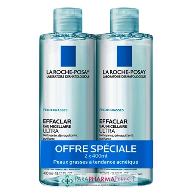 La Roche Posay Effaclar Eau Micellaire Ultra - Peaux Grasses 2x400mlLot  × 2