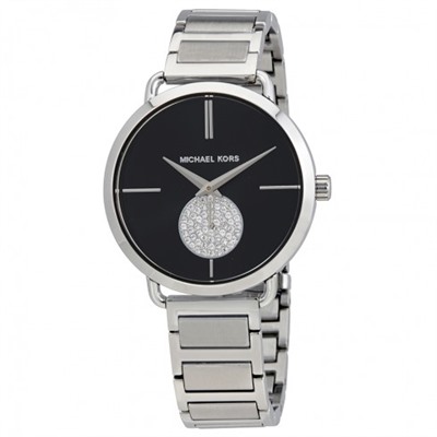 MICHAEL KORS Portia Black Dial Stainless Steel Ladies Watch