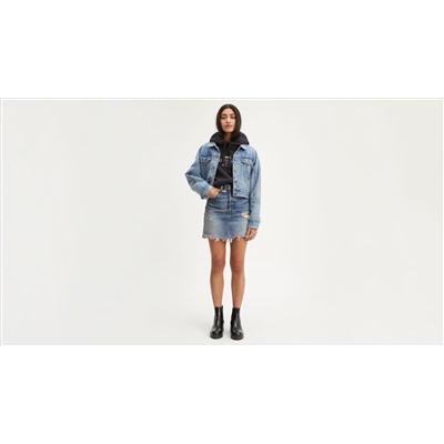 High Rise Deconstructed Button Fly Skirt