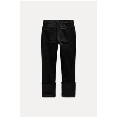 HIGH-WAIST TRF STOVE PIPE FOLDED JEANS