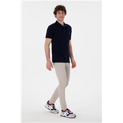 Erkek Slim Fit Polo Yaka Lacivert Basic Tişört