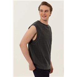 Erkek Antrasit Bisiklet Yaka T-Shirt