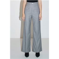 Pantalón palazzo de lana de tiro alto - Gris jaspeado