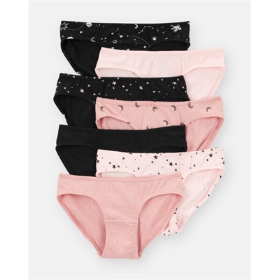 Girls 7-Pack Heart Floral Bikini Underwear - Blue/Purple