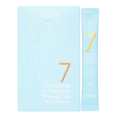 MASIL 7 CERAMIDE PERFUME SHOWER GEL STICK POUCH (BABY POWDER) Парфюмированный гель для душа с керамидами и ароматом детской присыпки 20*8мл