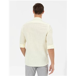 Sarı Slim Fit Uzun Kollu Gömlek