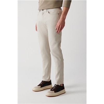 Taş Armürlü Esnek 5 Cepli Slim Fit Dar Kesim Kanvas Pantolon